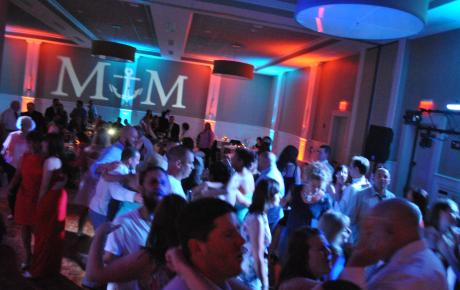 Audio Events | Projection monogram and uplighting for a wedding at the Portsmouth Harbor Events & Conference Center